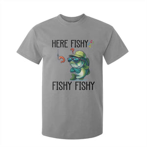 Funny Bass Fish T Shirt For Kid Here Fishy Fishy Fisherman Fishing Lover TS14 Sport Gray Print Your Wear