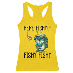 Funny Bass Fish Racerback Tank Top Here Fishy Fishy Fisherman Fishing Lover TS14 Daisy Print Your Wear