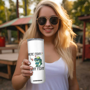 Funny Bass Fish Skinny Tumbler Here Fishy Fishy Fisherman Fishing Lover TS14 Print Your Wear