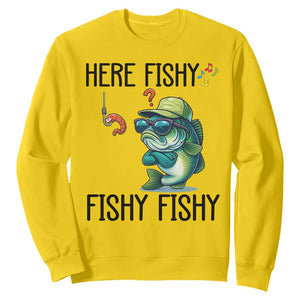 Funny Bass Fish Sweatshirt Here Fishy Fishy Fisherman Fishing Lover TS14 Daisy Print Your Wear
