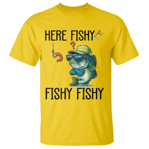 Funny Bass Fish T Shirt Here Fishy Fishy Fisherman Fishing Lover TS14 Daisy Print Your Wear