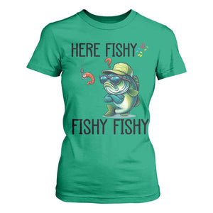 Funny Bass Fish T Shirt For Women Here Fishy Fishy Fisherman Fishing Lover TS14 Irish Green Print Your Wear