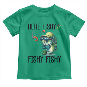 Funny Bass Fish Toddler T Shirt Here Fishy Fishy Fisherman Fishing Lover TS14 Irish Green Print Your Wear