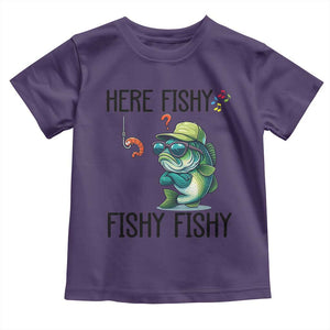 Funny Bass Fish Toddler T Shirt Here Fishy Fishy Fisherman Fishing Lover TS14 Purple Print Your Wear