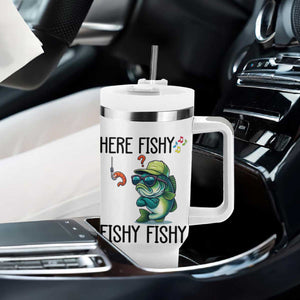 Funny Bass Fish Tumbler With Handle Here Fishy Fishy Fisherman Fishing Lover TS14 Print Your Wear