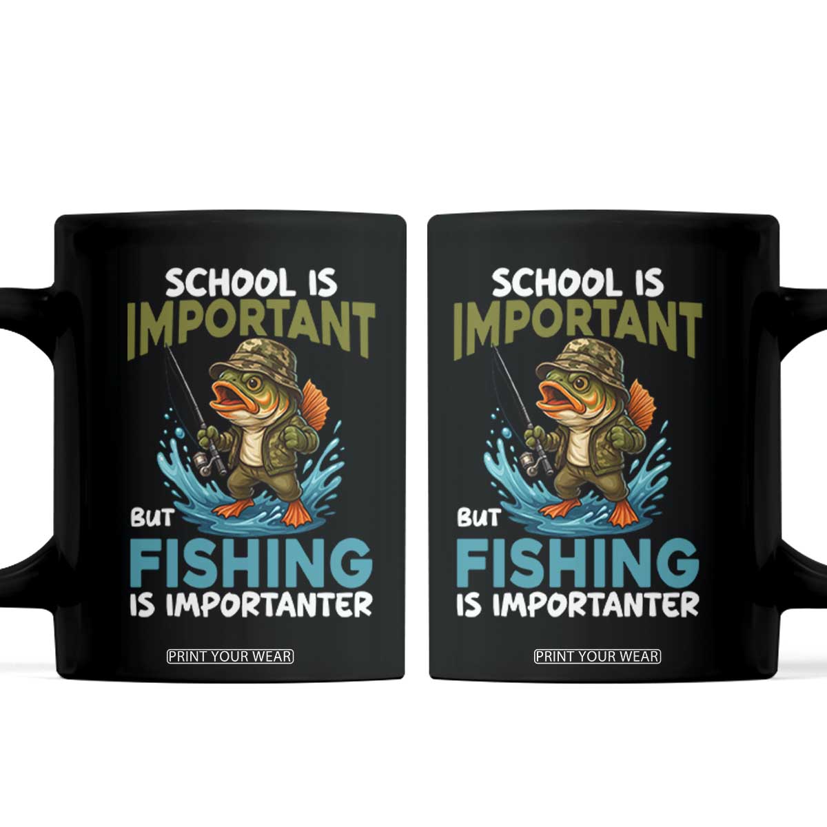 School Is Important But Fishing Is Important Coffee Mug Funny Bass Fishing TS14 Black Print Your Wear