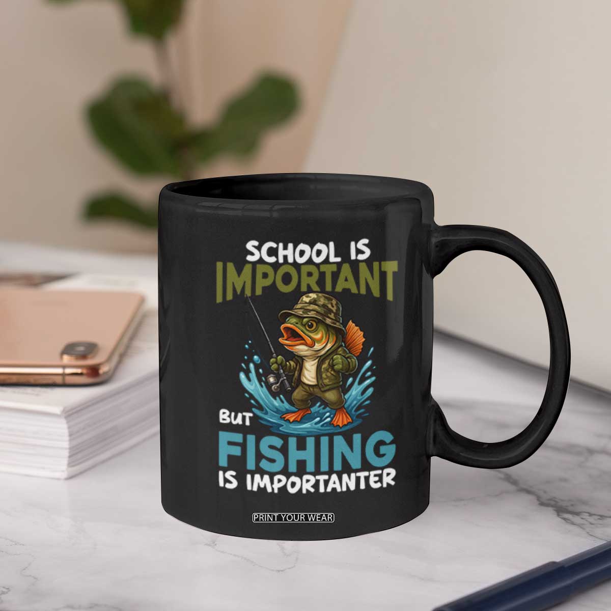 School Is Important But Fishing Is Important Coffee Mug Funny Bass Fishing TS14 Print Your Wear