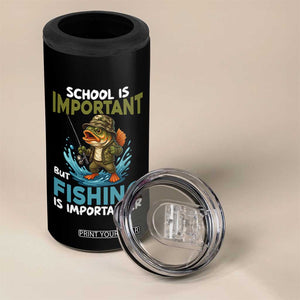 School Is Important But Fishing Is Important 4 in 1 Can Cooler Tumbler Funny Bass Fishing TS14 Print Your Wear