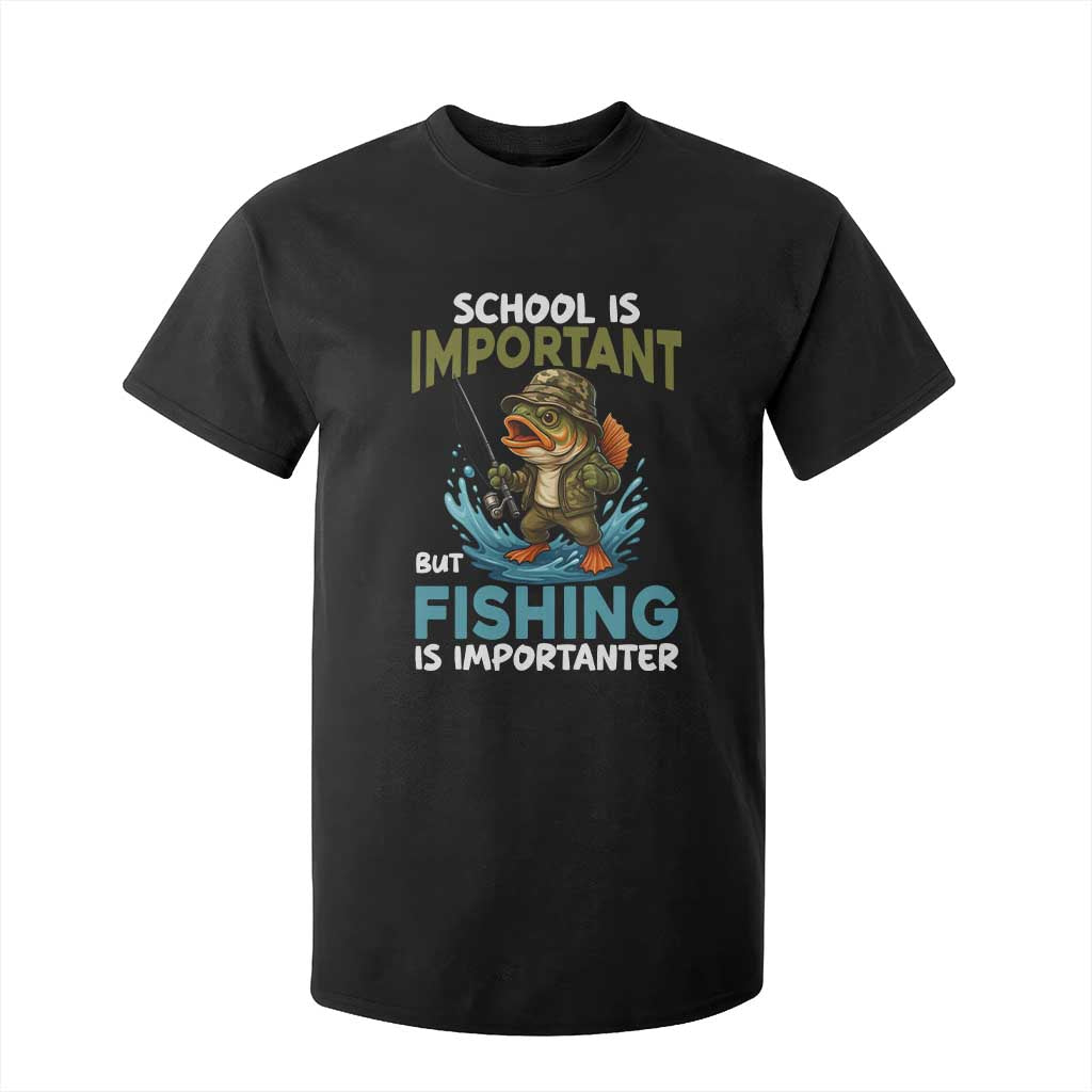 School Is Important But Fishing Is Important T Shirt For Kid Funny Bass Fishing TS14 Black Print Your Wear