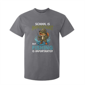 School Is Important But Fishing Is Important T Shirt For Kid Funny Bass Fishing TS14 Charcoal Print Your Wear