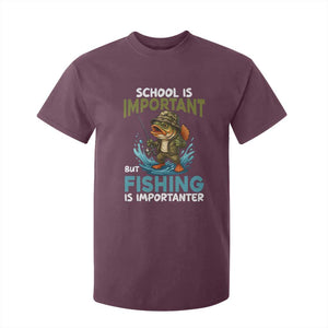School Is Important But Fishing Is Important T Shirt For Kid Funny Bass Fishing TS14 Maroon Print Your Wear