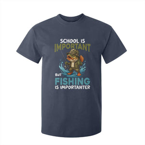 School Is Important But Fishing Is Important T Shirt For Kid Funny Bass Fishing TS14 Navy Print Your Wear