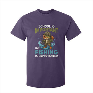 School Is Important But Fishing Is Important T Shirt For Kid Funny Bass Fishing TS14 Purple Print Your Wear