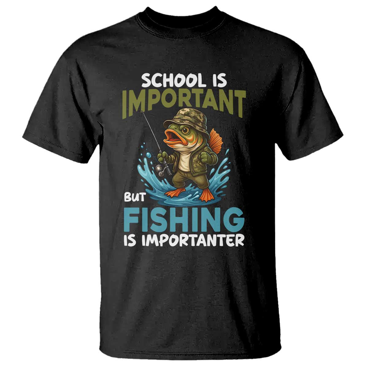 School Is Important But Fishing Is Important T Shirt Funny Bass Fishing TS14 Black Print Your Wear