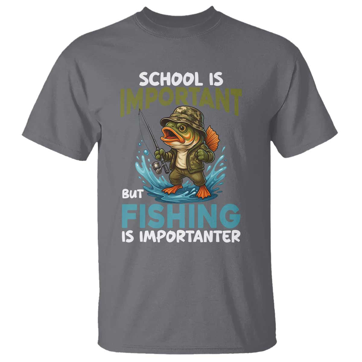 School Is Important But Fishing Is Important T Shirt Funny Bass Fishing TS14 Charcoal Print Your Wear