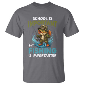 School Is Important But Fishing Is Important T Shirt Funny Bass Fishing TS14 Charcoal Print Your Wear