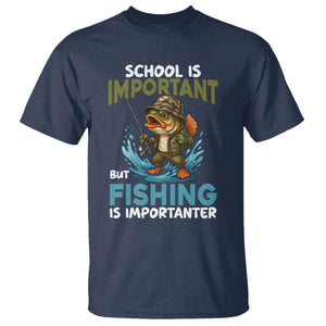 School Is Important But Fishing Is Important T Shirt Funny Bass Fishing TS14 Navy Print Your Wear