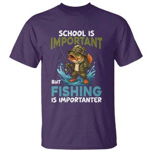 School Is Important But Fishing Is Important T Shirt Funny Bass Fishing TS14 Purple Print Your Wear