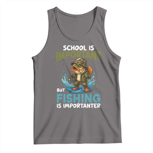 School Is Important But Fishing Is Important Tank Top Funny Bass Fishing TS14 Deep Heather Print Your Wear