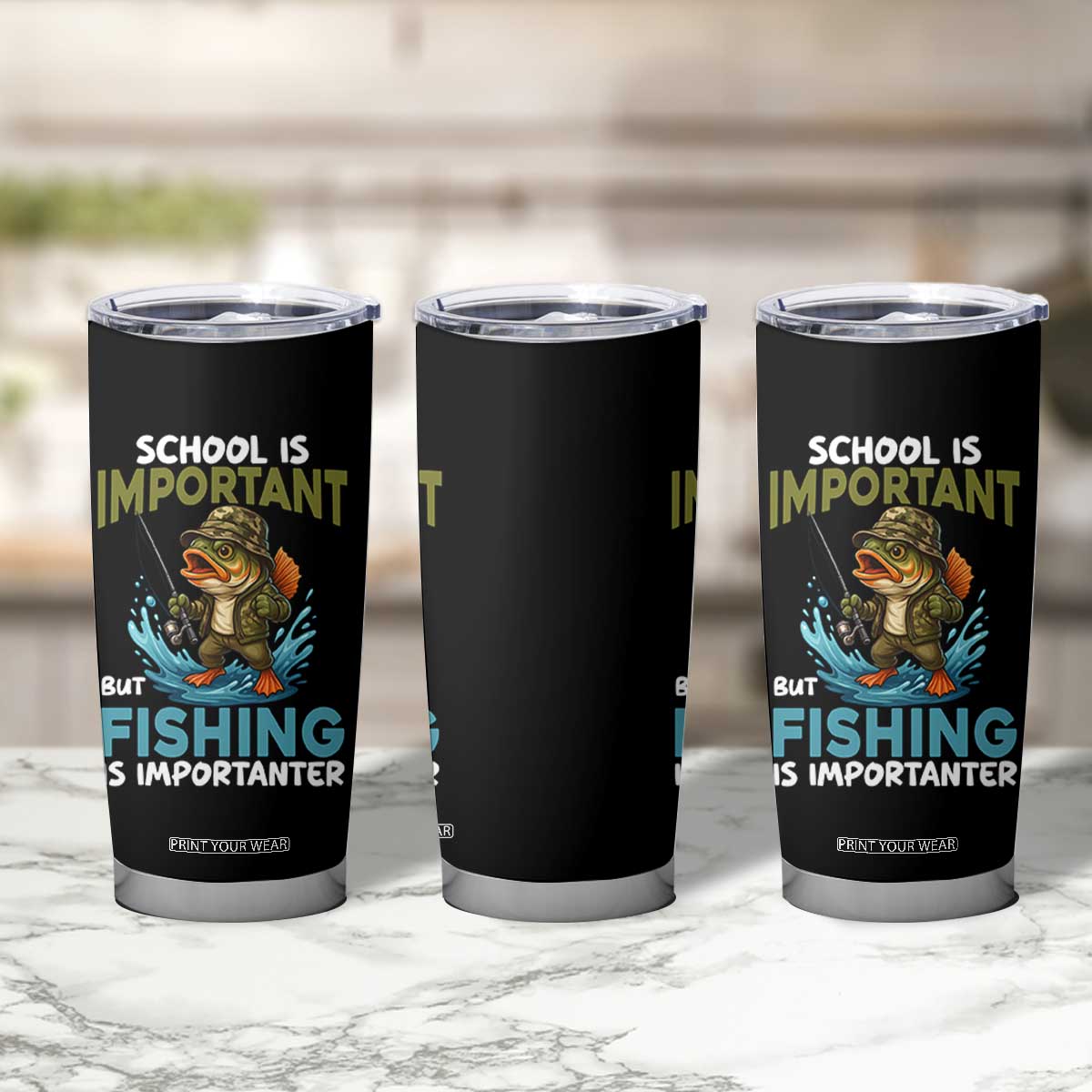 School Is Important But Fishing Is Important Tumbler Cup Funny Bass Fishing TS14 Print Your Wear