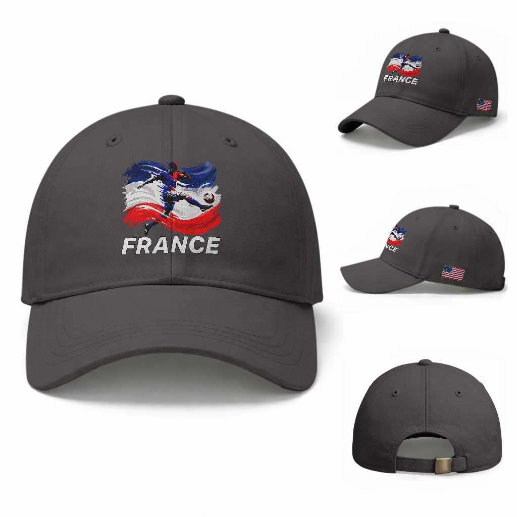 France Soccer Football Fan French Flag Baseball Cap TS14 Baseball Cap Universal Fit Dark Gray Print Your Wear