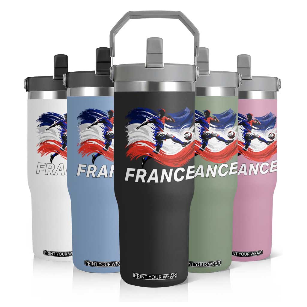 France Soccer Football Fan French Flag Flip Straw Tumbler TS14 Print Your Wear