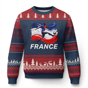 France Soccer Football Fan French Flag Ugly Christmas Sweater TS14 Navy Red Print Your Wear
