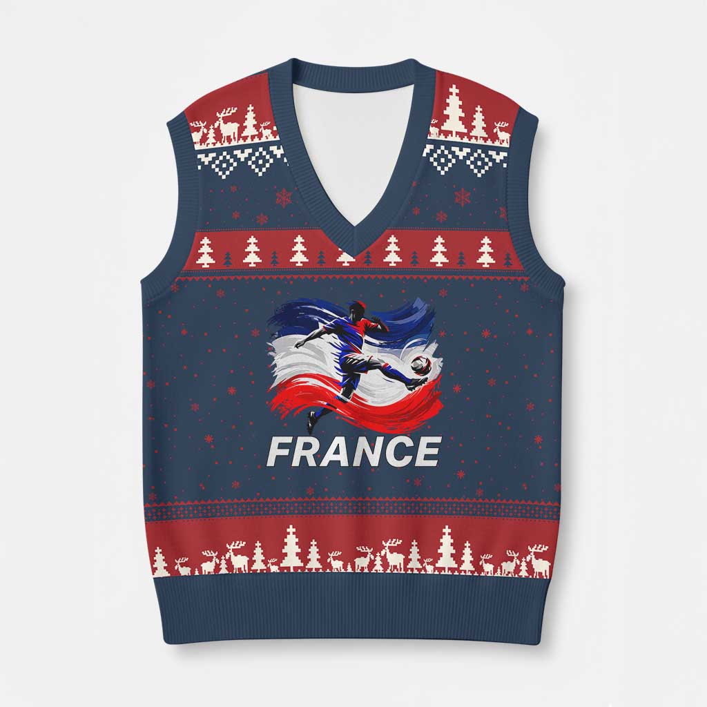 France Soccer Football Fan French Flag V-Neck Knit Sweater Vest TS14 Navy Red Print Your Wear