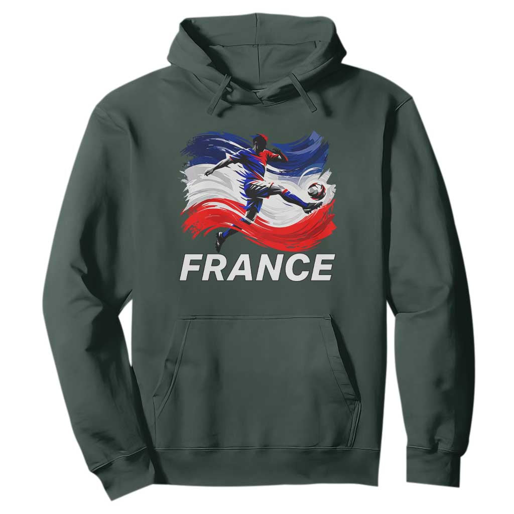 France Soccer Football Fan French Flag Hoodie TS14 S Dark Forest Green Print Your Wear