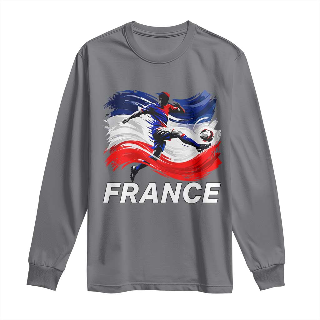 France Soccer Football Fan French Flag Long Sleeve Shirt TS14 Charcoal Print Your Wear