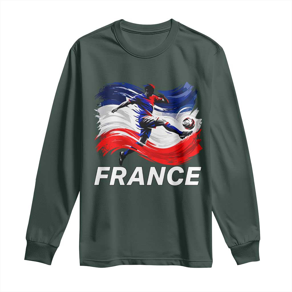 France Soccer Football Fan French Flag Long Sleeve Shirt TS14 S Dark Forest Green Print Your Wear