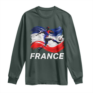 France Soccer Football Fan French Flag Long Sleeve Shirt TS14 S Dark Forest Green Print Your Wear