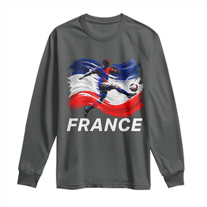 France Soccer Football Fan French Flag Long Sleeve Shirt TS14 Dark Heather Print Your Wear