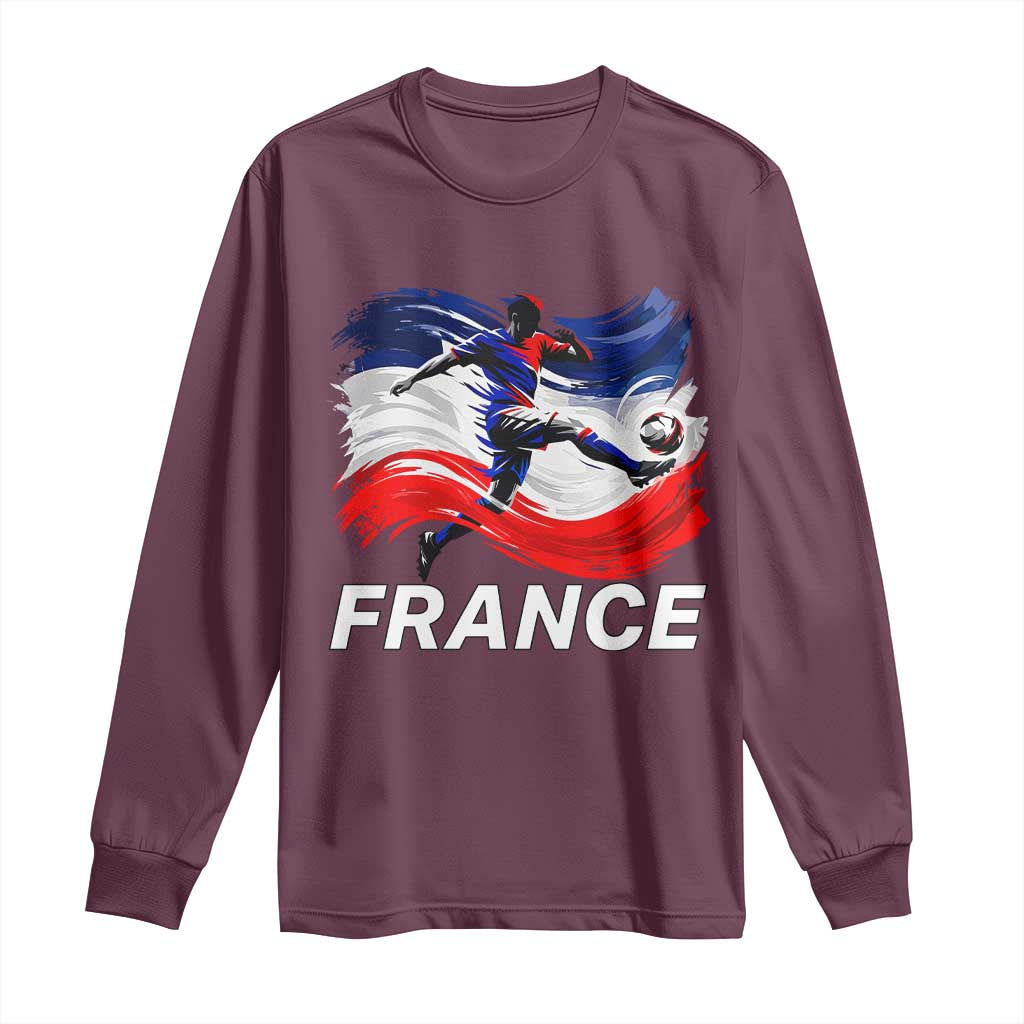 France Soccer Football Fan French Flag Long Sleeve Shirt TS14 Maroon Print Your Wear