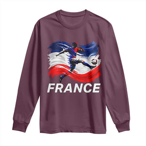France Soccer Football Fan French Flag Long Sleeve Shirt TS14 Maroon Print Your Wear