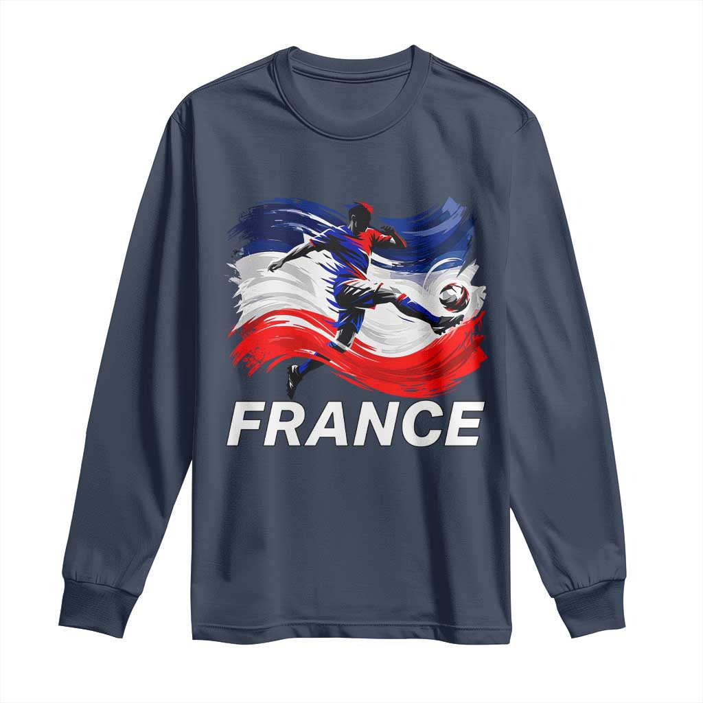 France Soccer Football Fan French Flag Long Sleeve Shirt TS14 Navy Print Your Wear