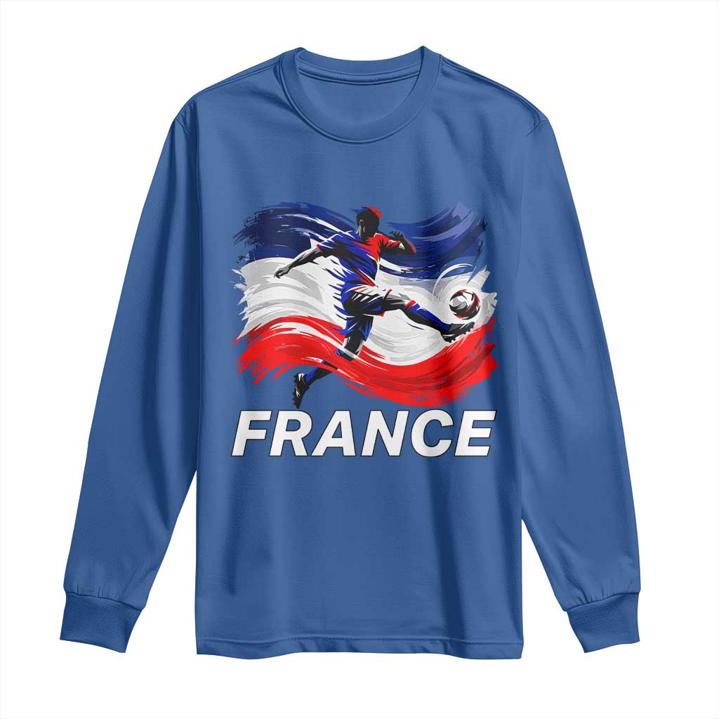 France Soccer Football Fan French Flag Long Sleeve Shirt TS14 Royal Blue Print Your Wear