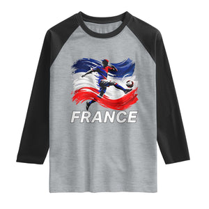 France Soccer Football Fan French Flag Raglan Shirt TS14 Heather Gray Black Print Your Wear