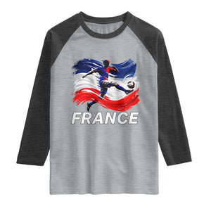 France Soccer Football Fan French Flag Raglan Shirt TS14 Heather Gray Heather Charcoal Print Your Wear