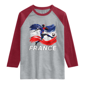 France Soccer Football Fan French Flag Raglan Shirt TS14 Heather Gray Heather Red Print Your Wear