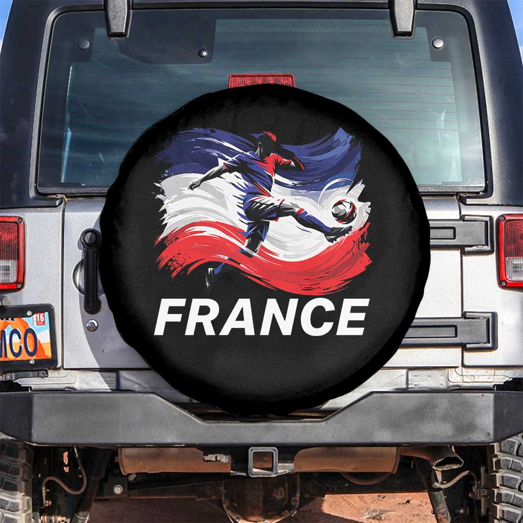 France Soccer Football Fan French Flag Spare Tire Cover TS14 No hole Black Print Your Wear