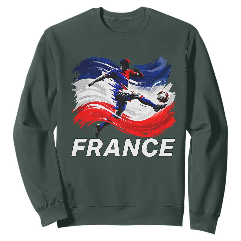 France Soccer Football Fan French Flag Sweatshirt TS14 S Dark Forest Green Print Your Wear