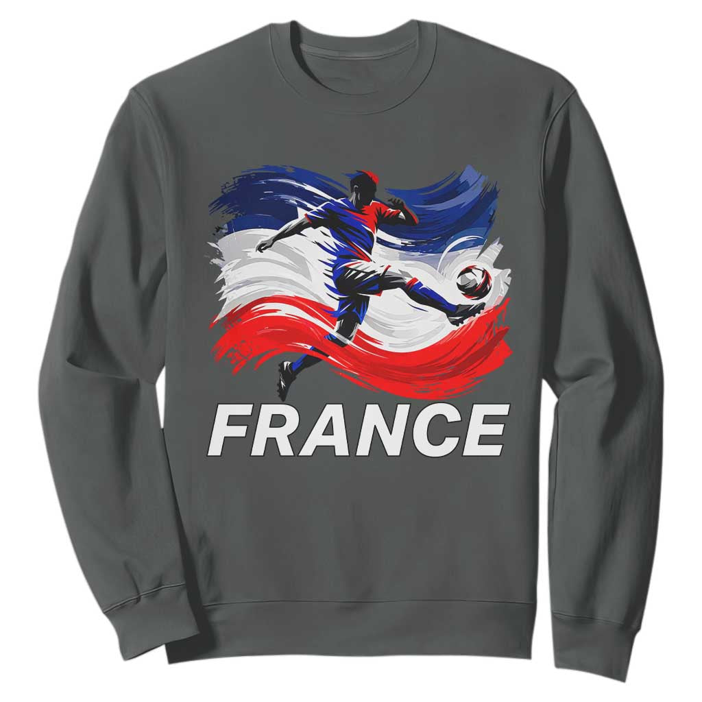France Soccer Football Fan French Flag Sweatshirt TS14 Dark Heather Print Your Wear