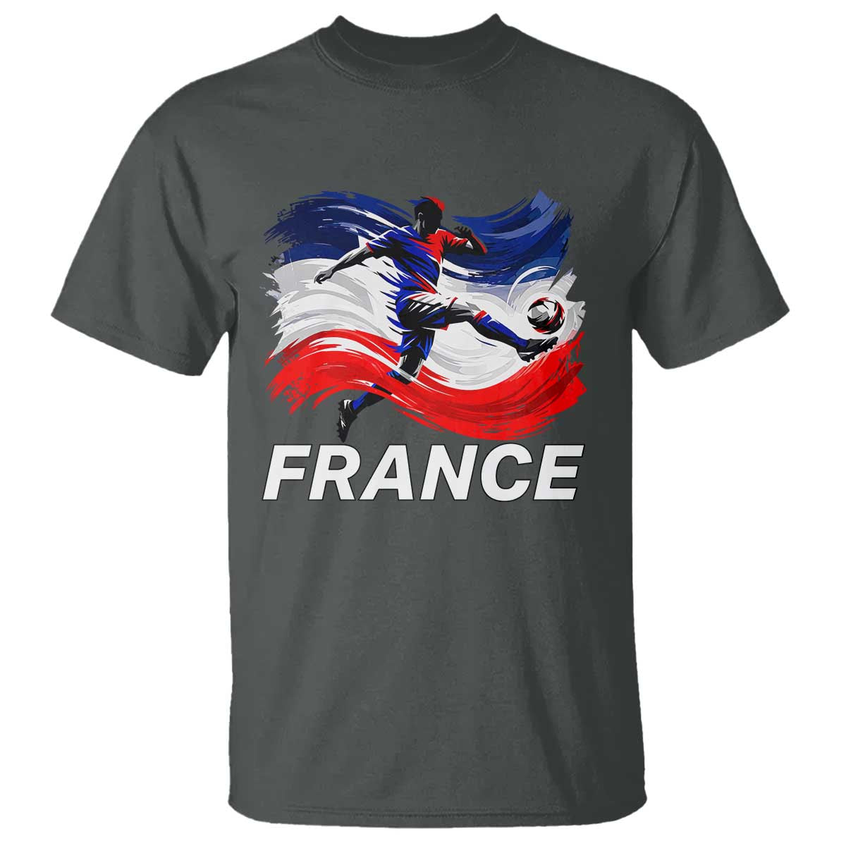 France Soccer Football Fan French Flag T Shirt TS14 Dark Heather Print Your Wear