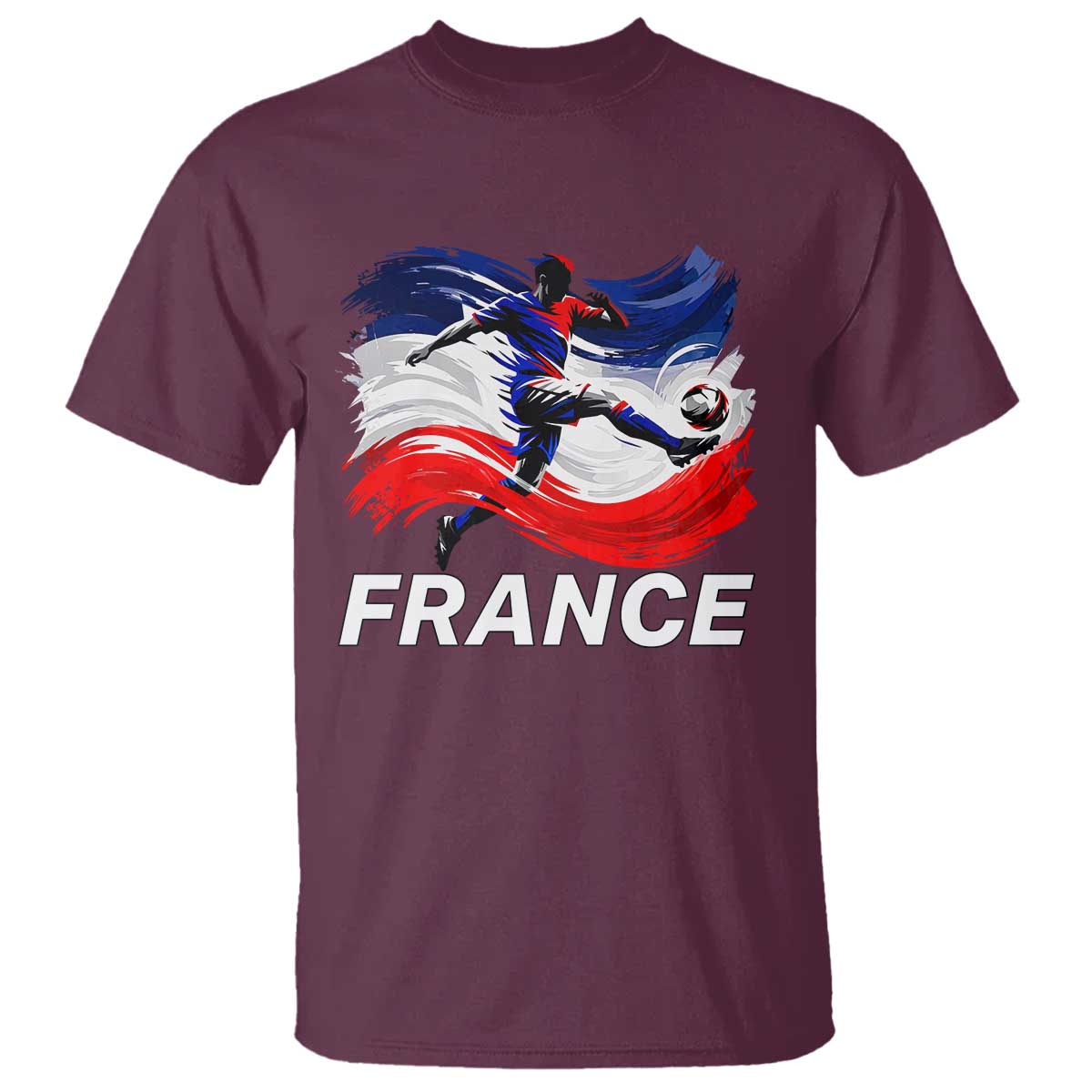 France Soccer Football Fan French Flag T Shirt TS14 Maroon Print Your Wear