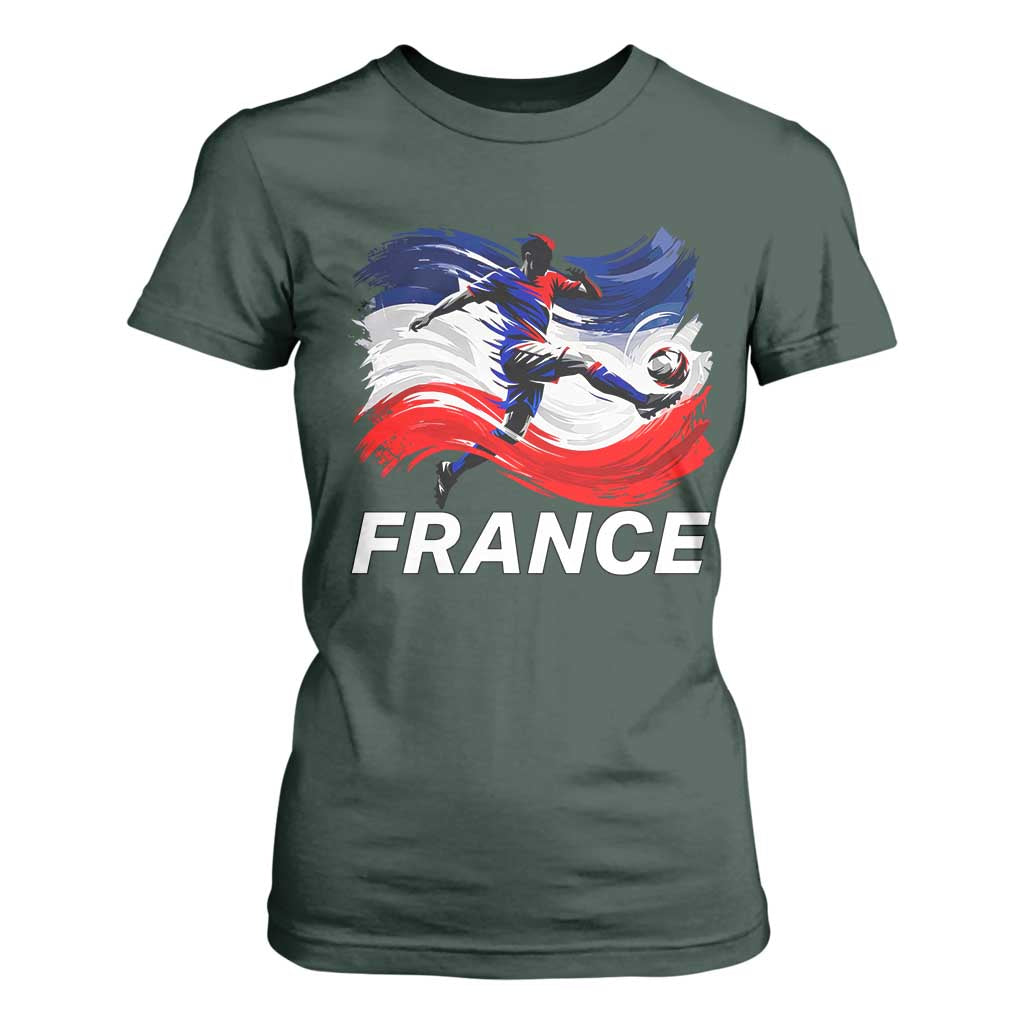 France Soccer Football Fan French Flag T Shirt For Women TS14 Dark Forest Green Print Your Wear