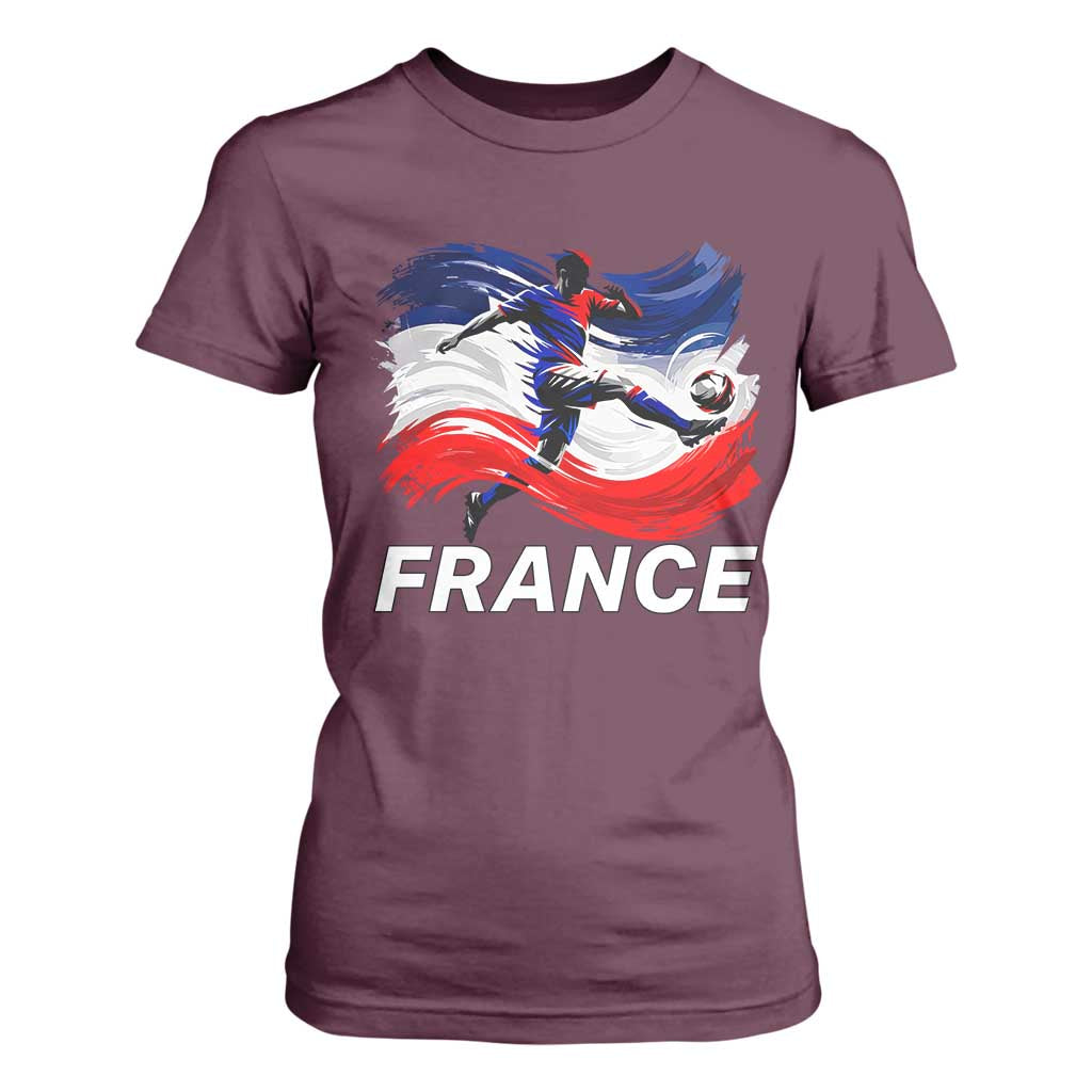 France Soccer Football Fan French Flag T Shirt For Women TS14 Maroon Print Your Wear