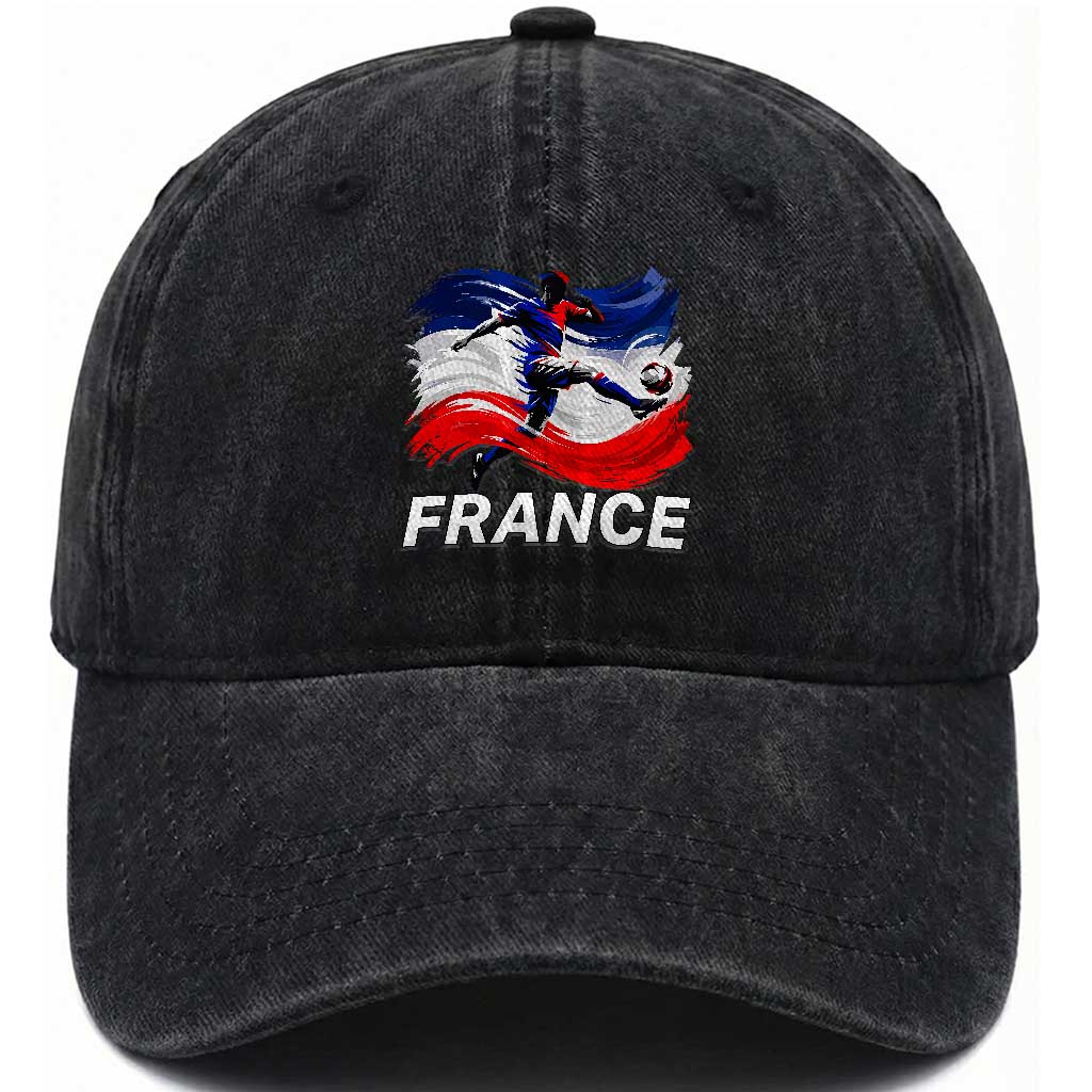 France Soccer Football Fan French Flag Washed Cotton Baseball Cap TS14 Print Your Wear