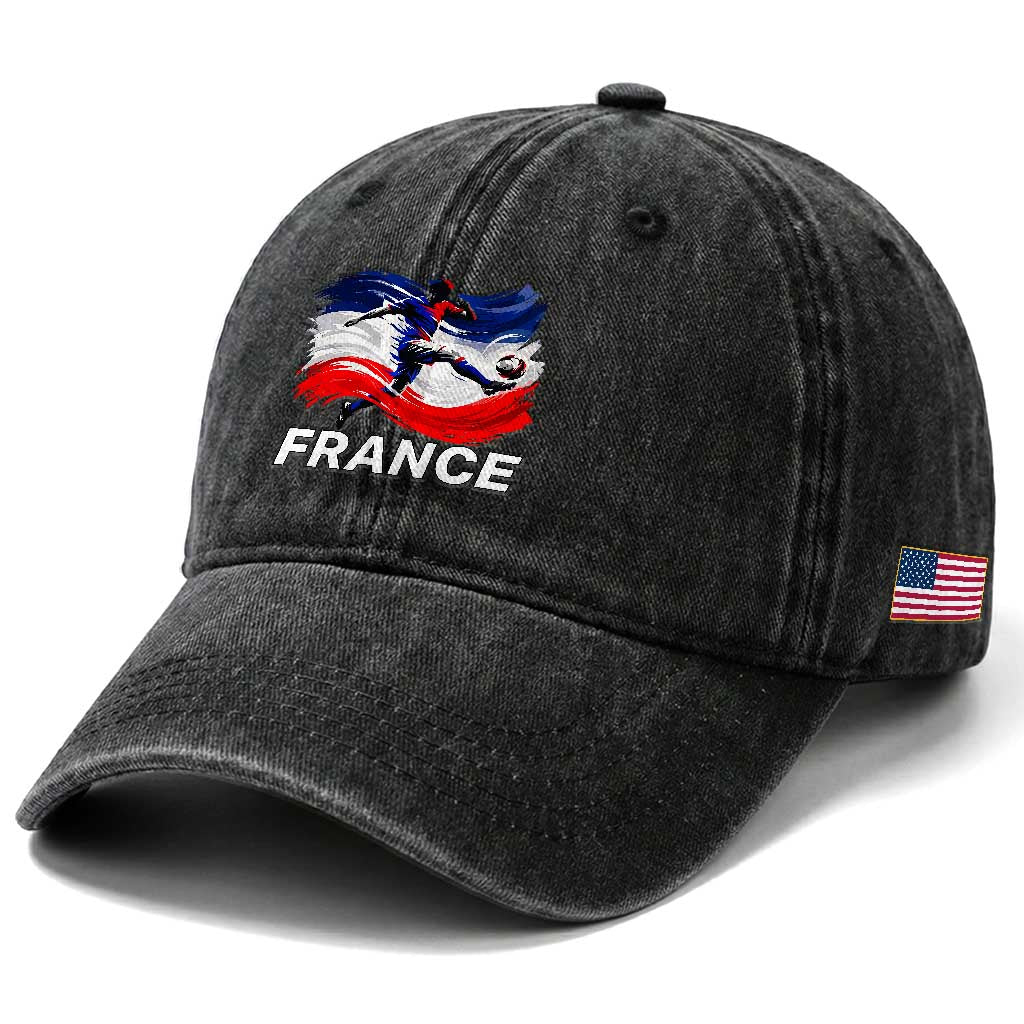 France Soccer Football Fan French Flag Washed Cotton Baseball Cap TS14 Print Your Wear