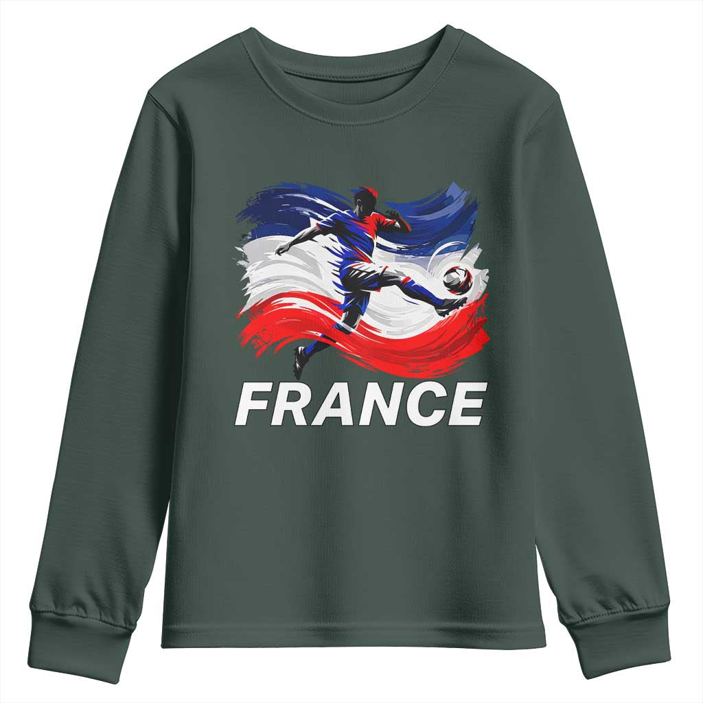 France Soccer Football Fan French Flag Youth Sweatshirt TS14 Dark Forest Green Print Your Wear
